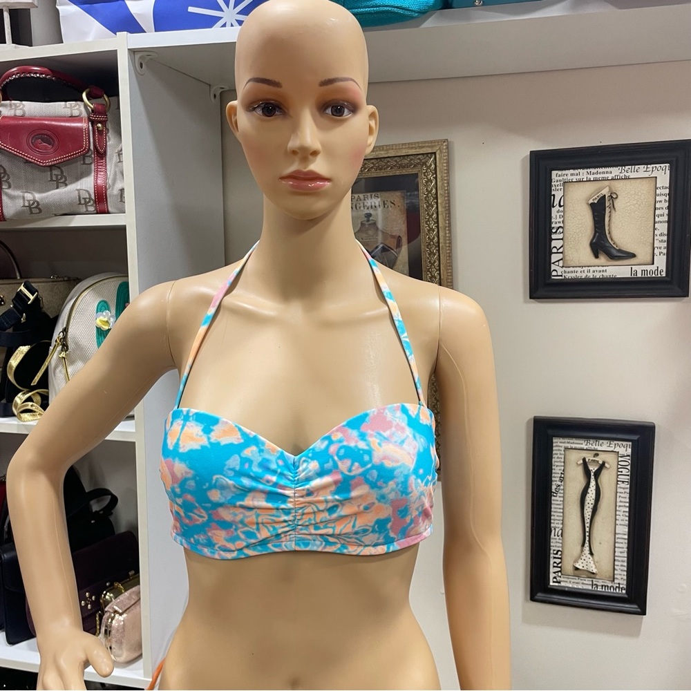 Victoria's Secret Blue/Pink Water Print Bikini Top Size M